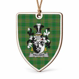 Palliser Coat of Arms Shield Wood Ornament , Irish Heritage Hanging Plaque for Christmas Tree