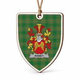 Rainey Coat of Arms Shield Wood Ornament , Irish Heritage Hanging Plaque for Christmas Tree