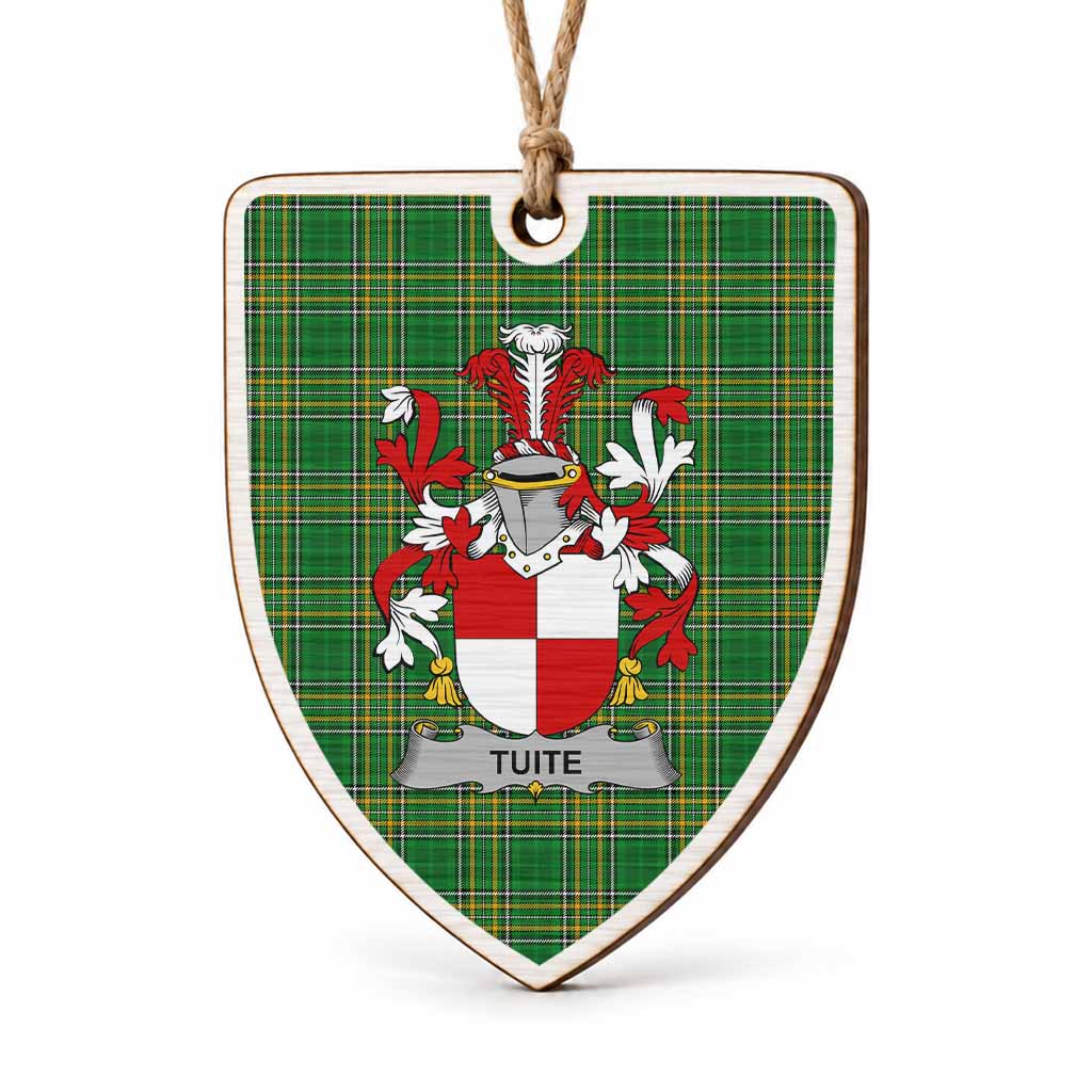 Tuite Coat of Arms Shield Wood Ornament , Irish Heritage Hanging Plaque for Christmas Tree