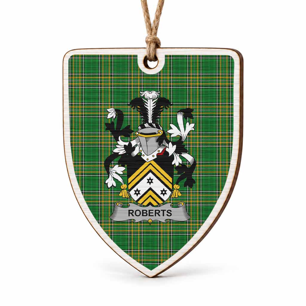 Roberts Coat of Arms Shield Wood Ornament , Irish Heritage Hanging Plaque for Christmas Tree