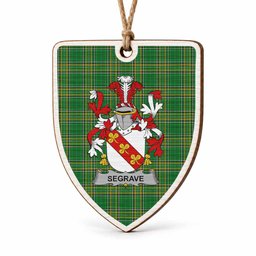 Segrave Coat of Arms Shield Wood Ornament , Irish Heritage Hanging Plaque for Christmas Tree