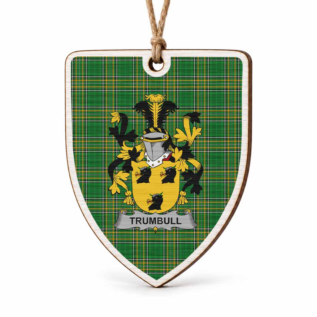 Trumbull Coat of Arms Shield Wood Ornament , Irish Heritage Hanging Plaque for Christmas Tree