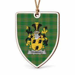 Trumbull Coat of Arms Shield Wood Ornament , Irish Heritage Hanging Plaque for Christmas Tree