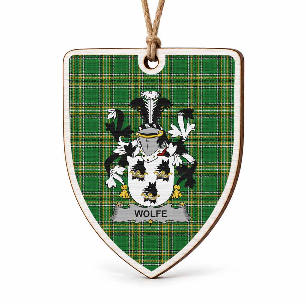 Wolfe Coat of Arms Shield Wood Ornament , Irish Heritage Hanging Plaque for Christmas Tree