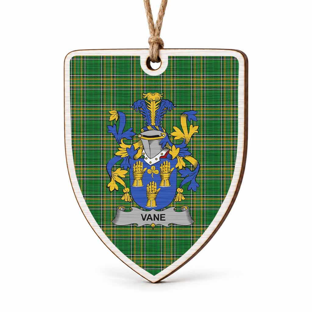 Vane Coat of Arms Shield Wood Ornament , Irish Heritage Hanging Plaque for Christmas Tree