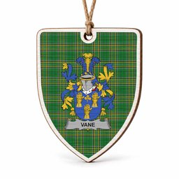 Vane Coat of Arms Shield Wood Ornament , Irish Heritage Hanging Plaque for Christmas Tree