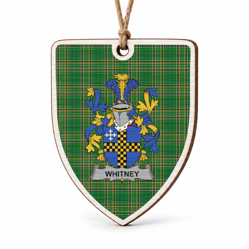 Whitney Coat of Arms Shield Wood Ornament , Irish Heritage Hanging Plaque for Christmas Tree