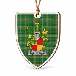 Packenham Coat of Arms Shield Wood Ornament , Irish Heritage Hanging Plaque for Christmas Tree
