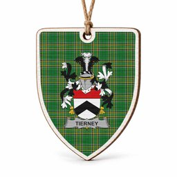 Tierney Coat of Arms Shield Wood Ornament , Irish Heritage Hanging Plaque for Christmas Tree