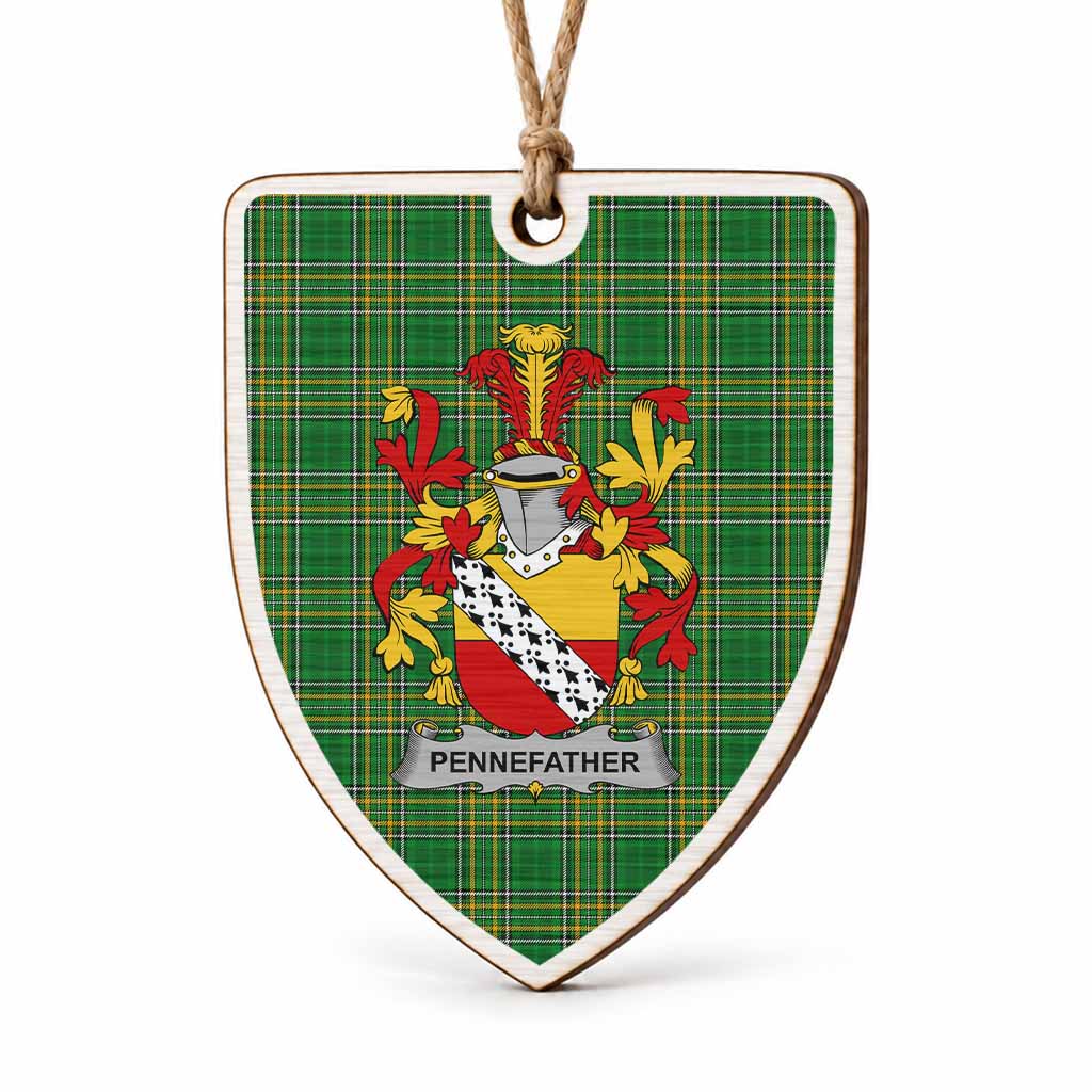Pennefather Coat of Arms Shield Wood Ornament , Irish Heritage Hanging Plaque for Christmas Tree