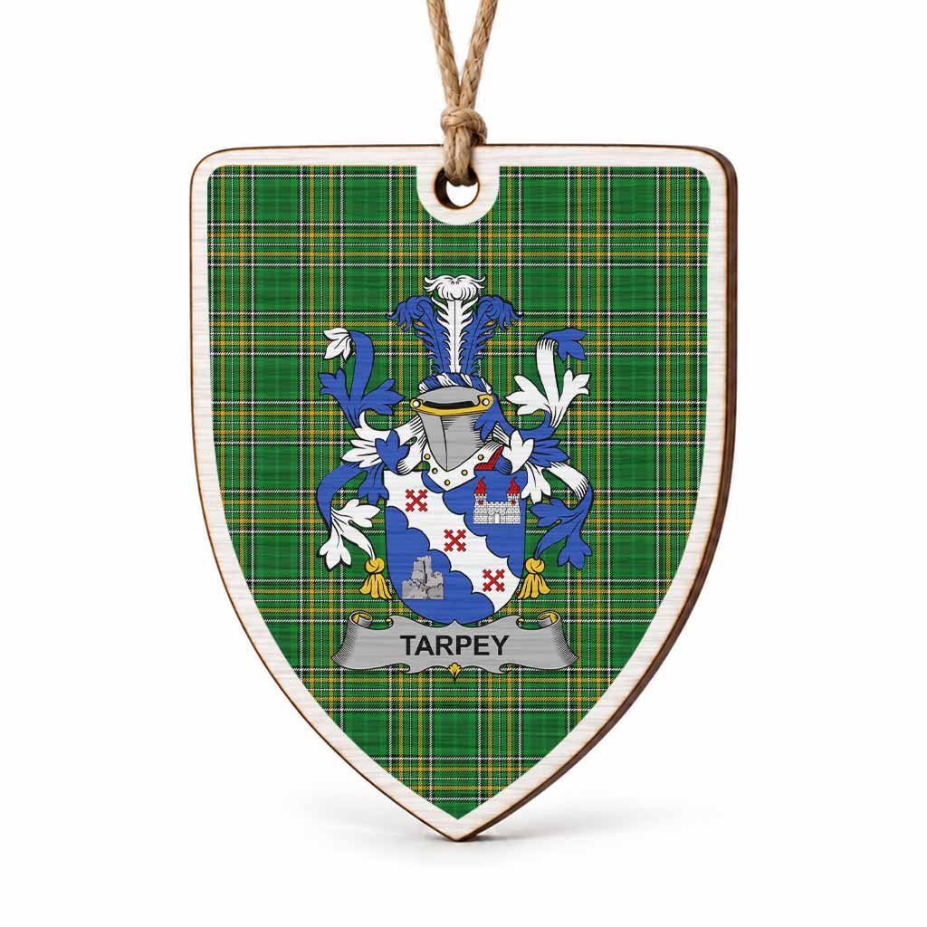 Tarpey Coat of Arms Shield Wood Ornament , Irish Heritage Hanging Plaque for Christmas Tree