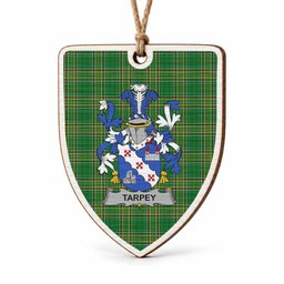 Tarpey Coat of Arms Shield Wood Ornament , Irish Heritage Hanging Plaque for Christmas Tree