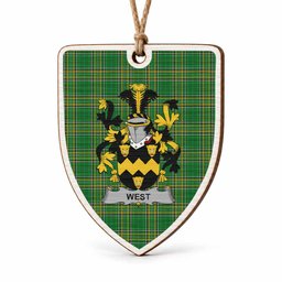 West Coat of Arms Shield Wood Ornament , Irish Heritage Hanging Plaque for Christmas Tree