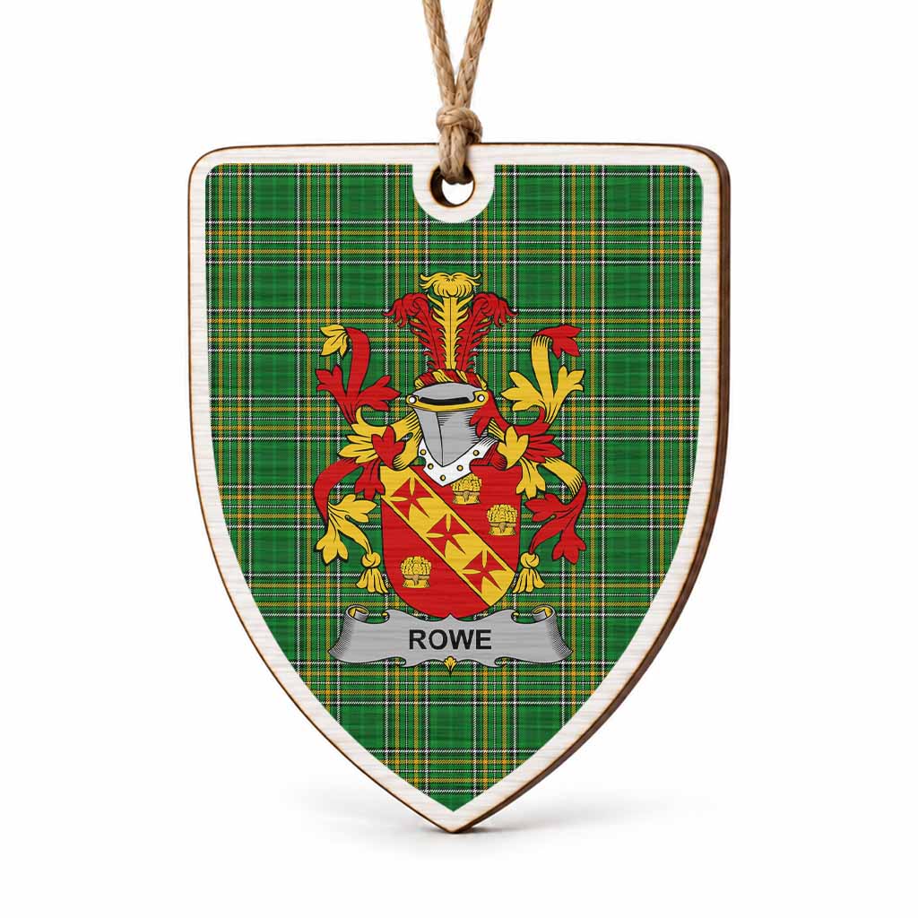 Rowe Coat of Arms Shield Wood Ornament , Irish Heritage Hanging Plaque for Christmas Tree