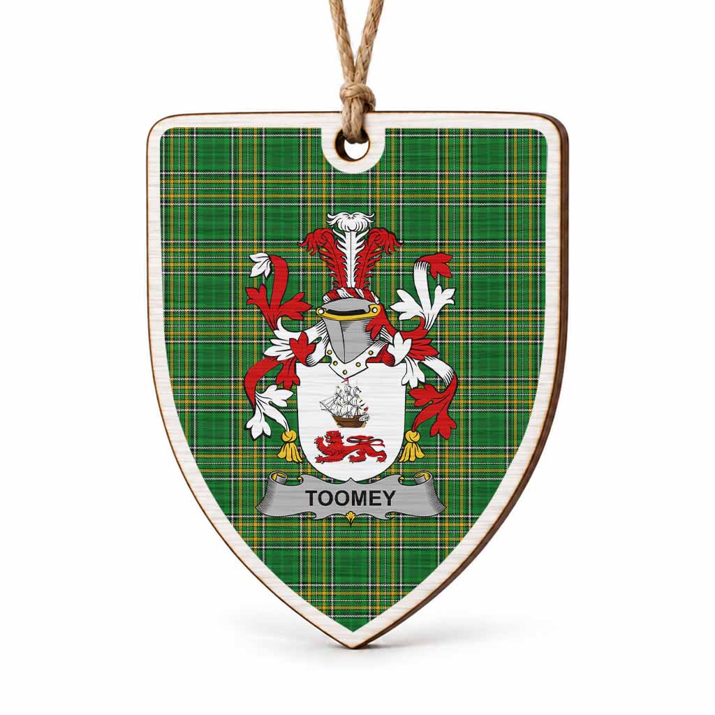 Toomey Coat of Arms Shield Wood Ornament , Irish Heritage Hanging Plaque for Christmas Tree