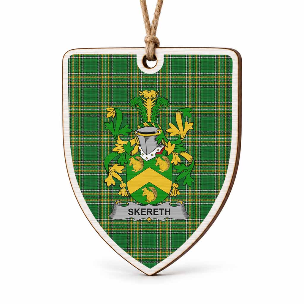 Skereth Coat of Arms Shield Wood Ornament , Irish Heritage Hanging Plaque for Christmas Tree