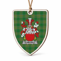 St.Michell Coat of Arms Shield Wood Ornament , Irish Heritage Hanging Plaque for Christmas Tree
