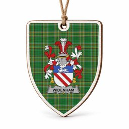 Widenham Coat of Arms Shield Wood Ornament , Irish Heritage Hanging Plaque for Christmas Tree