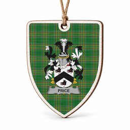 Price Coat of Arms Shield Wood Ornament , Irish Heritage Hanging Plaque for Christmas Tree