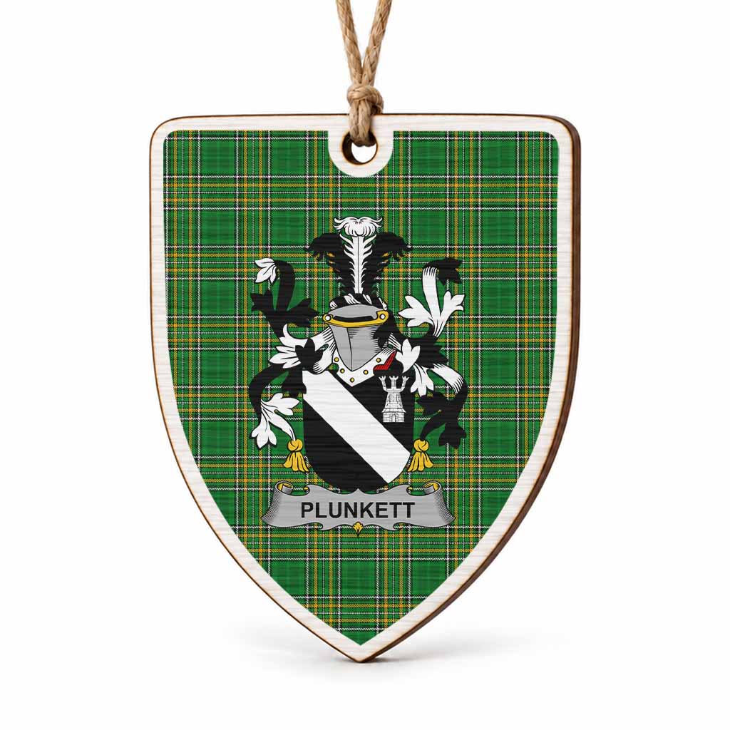 Plunkett Coat of Arms Shield Wood Ornament , Irish Heritage Hanging Plaque for Christmas Tree