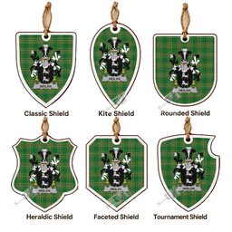Neilan Coat of Arms Shield Wood Ornament , Irish Heritage Hanging Plaque for Christmas Tree