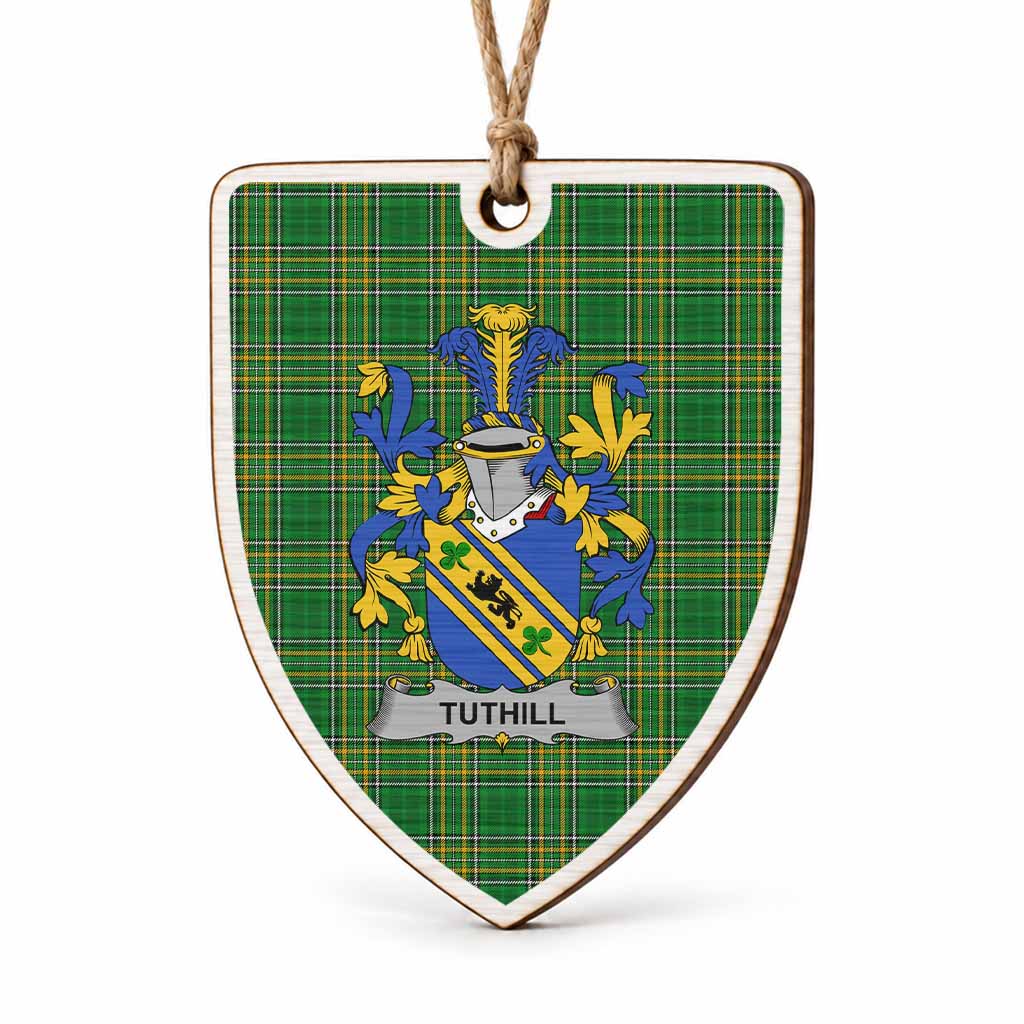 Tuthill Coat of Arms Shield Wood Ornament , Irish Heritage Hanging Plaque for Christmas Tree