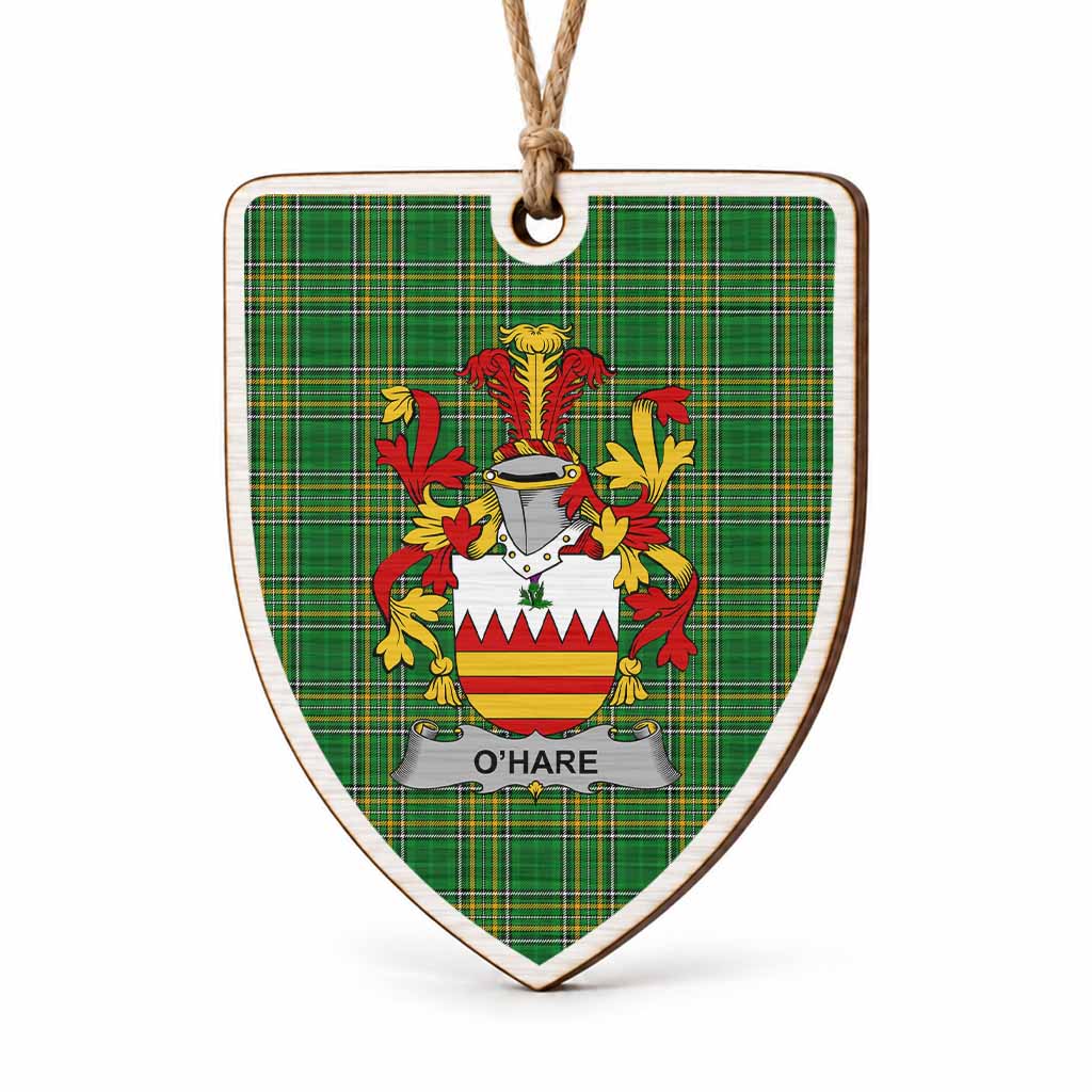 O'Hare Coat of Arms Shield Wood Ornament , Irish Heritage Hanging Plaque for Christmas Tree