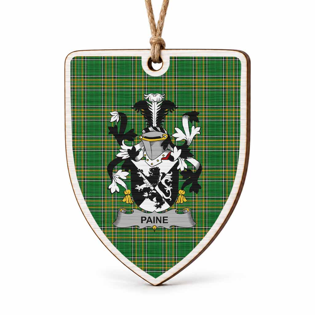 Paine Coat of Arms Shield Wood Ornament , Irish Heritage Hanging Plaque for Christmas Tree