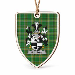 Sullivan (Beare) Coat of Arms Shield Wood Ornament , Irish Heritage Hanging Plaque for Christmas Tree
