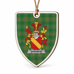 Shannon Coat of Arms Shield Wood Ornament , Irish Heritage Hanging Plaque for Christmas Tree