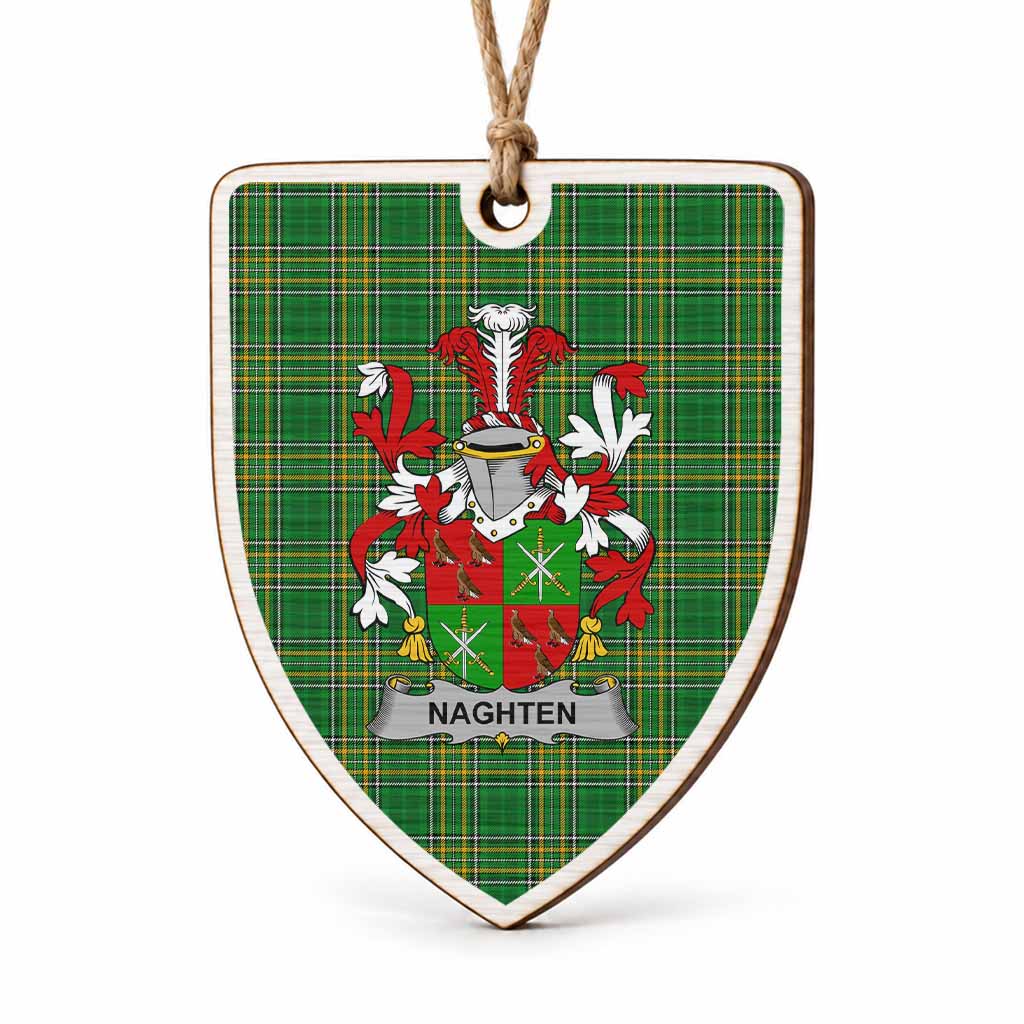 Naghten Coat of Arms Shield Wood Ornament , Irish Heritage Hanging Plaque for Christmas Tree