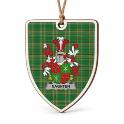 Naghten Coat of Arms Shield Wood Ornament , Irish Heritage Hanging Plaque for Christmas Tree