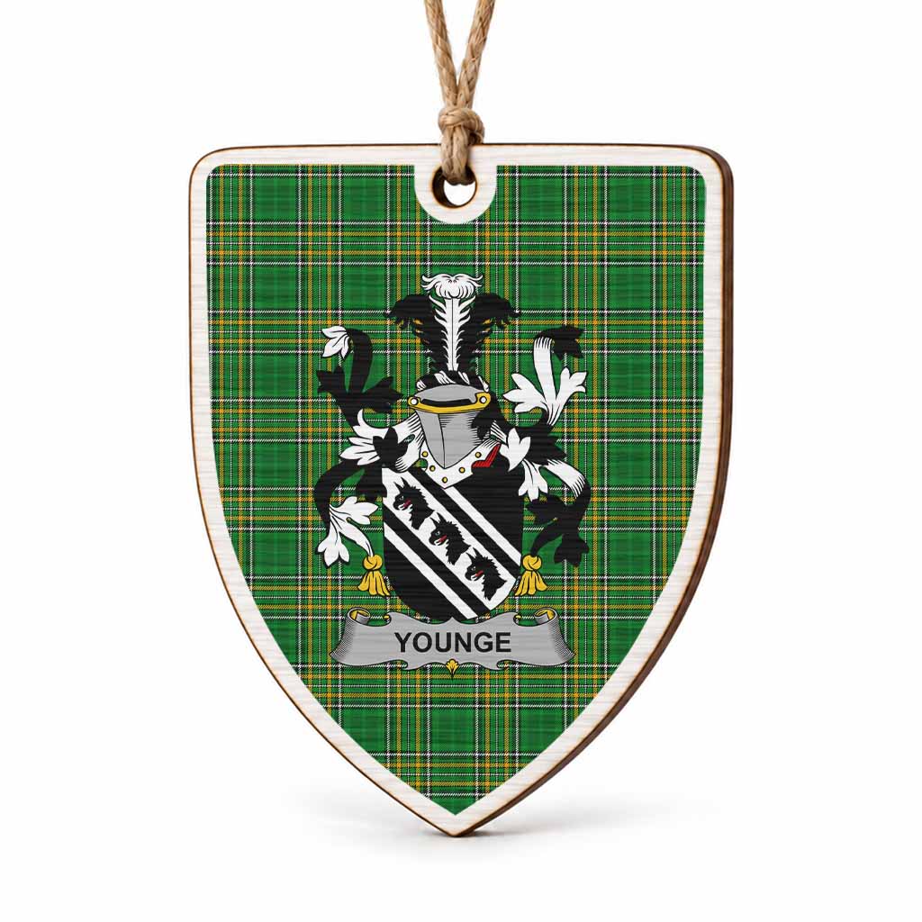 Younge Coat of Arms Shield Wood Ornament , Irish Heritage Hanging Plaque for Christmas Tree