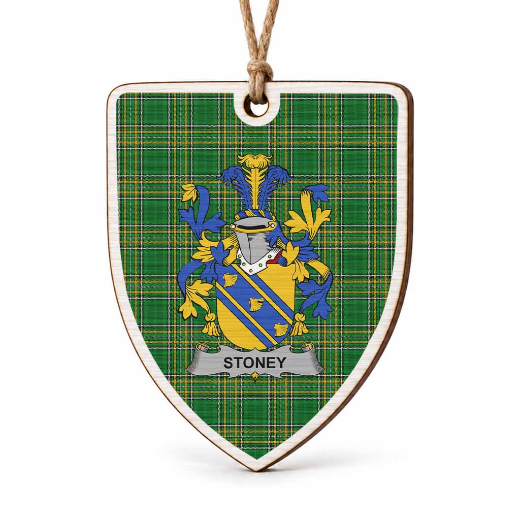 Stoney Coat of Arms Shield Wood Ornament , Irish Heritage Hanging Plaque for Christmas Tree