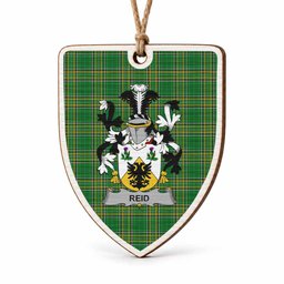 Reid Coat of Arms Shield Wood Ornament , Irish Heritage Hanging Plaque for Christmas Tree