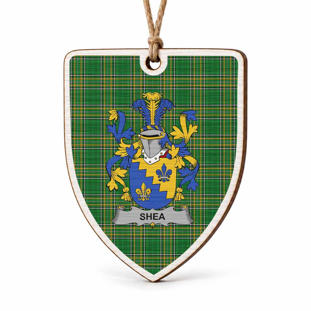 Shea Coat of Arms Shield Wood Ornament , Irish Heritage Hanging Plaque for Christmas Tree