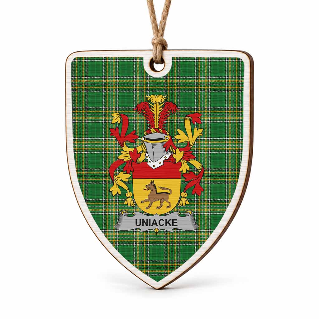 Uniacke Coat of Arms Shield Wood Ornament , Irish Heritage Hanging Plaque for Christmas Tree
