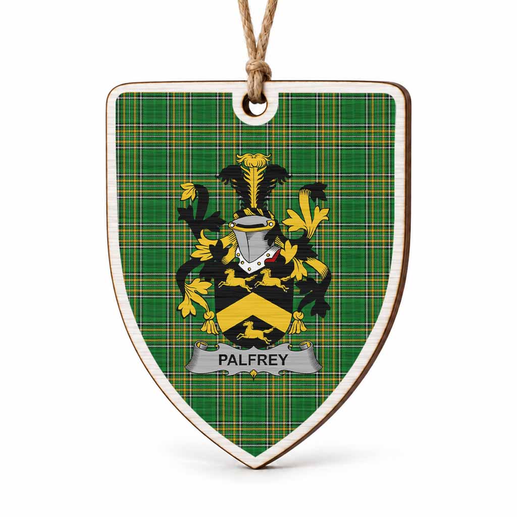 Palfrey Coat of Arms Shield Wood Ornament , Irish Heritage Hanging Plaque for Christmas Tree