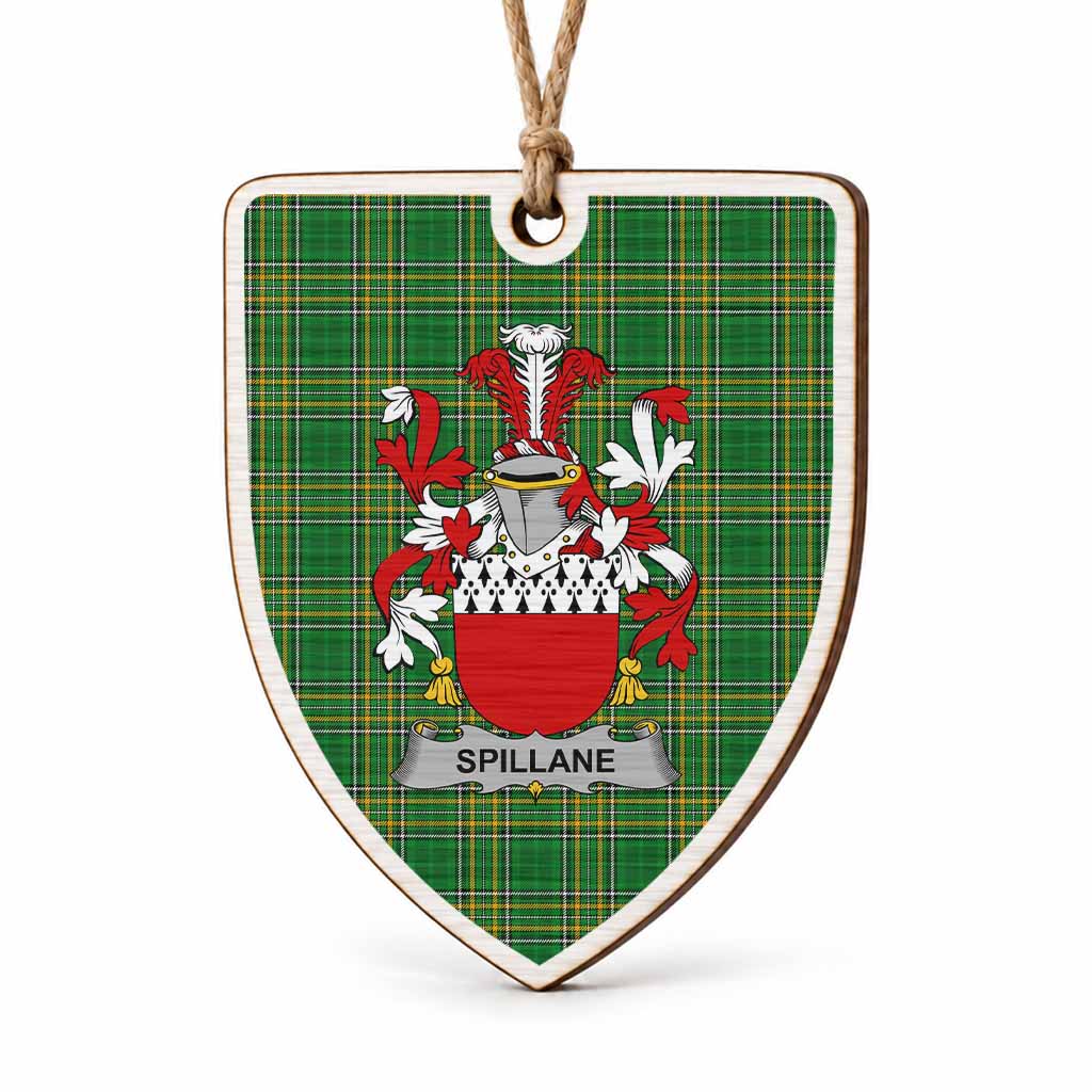 Spillane Coat of Arms Shield Wood Ornament , Irish Heritage Hanging Plaque for Christmas Tree