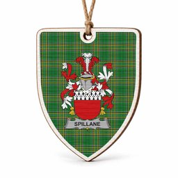 Spillane Coat of Arms Shield Wood Ornament , Irish Heritage Hanging Plaque for Christmas Tree