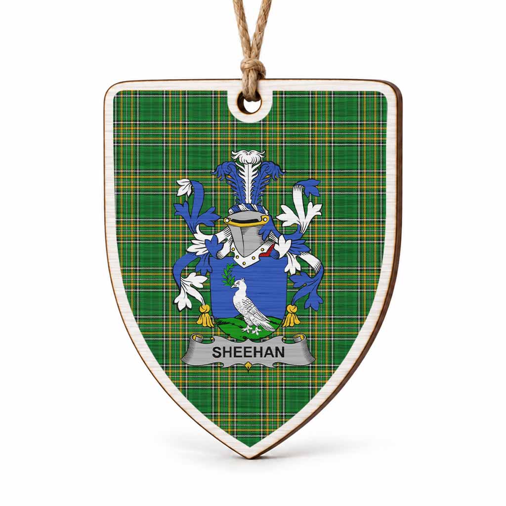 Sheehan Coat of Arms Shield Wood Ornament , Irish Heritage Hanging Plaque for Christmas Tree