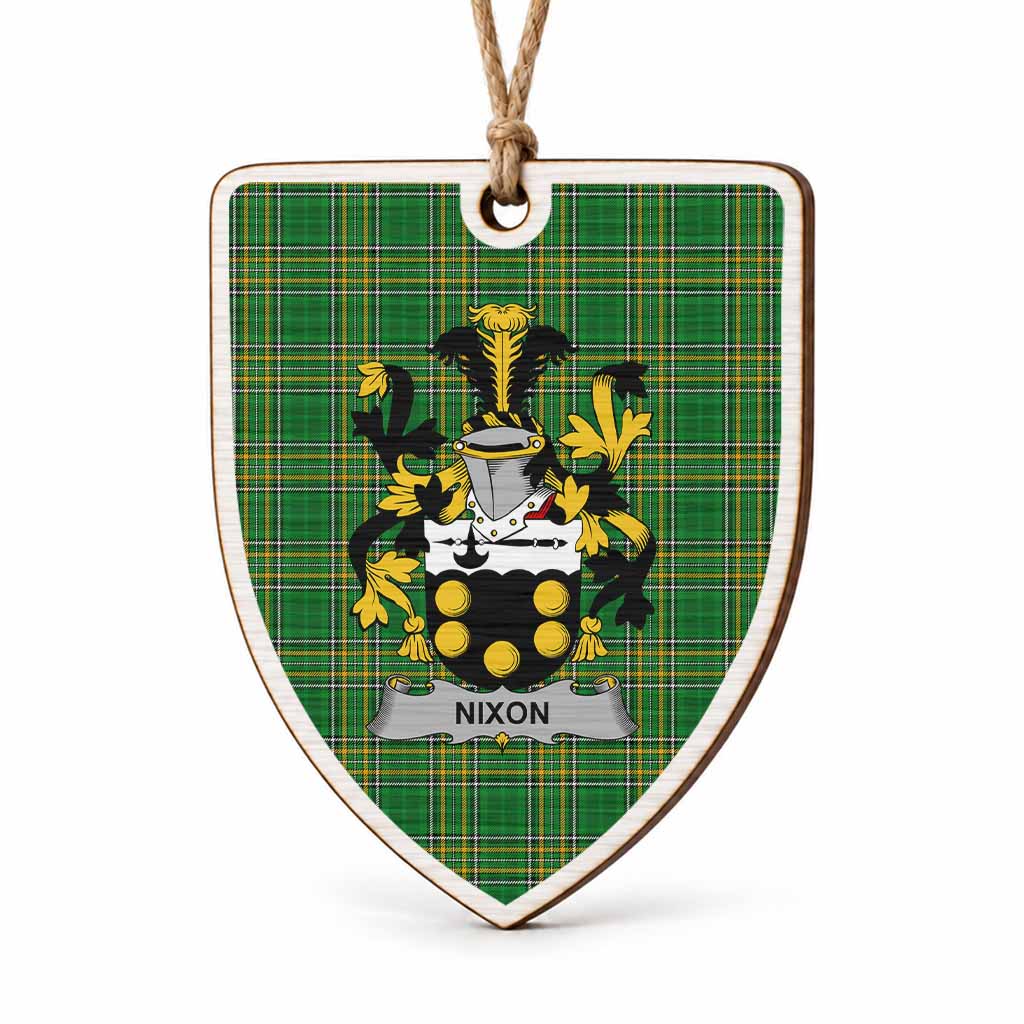 Nixon Coat of Arms Shield Wood Ornament , Irish Heritage Hanging Plaque for Christmas Tree