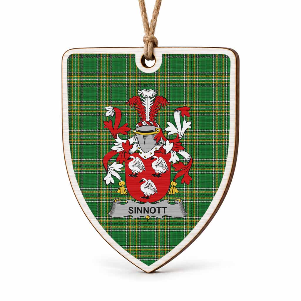 Sinnott Coat of Arms Shield Wood Ornament , Irish Heritage Hanging Plaque for Christmas Tree