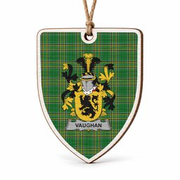 Vaughan Coat of Arms Shield Wood Ornament , Irish Heritage Hanging Plaque for Christmas Tree