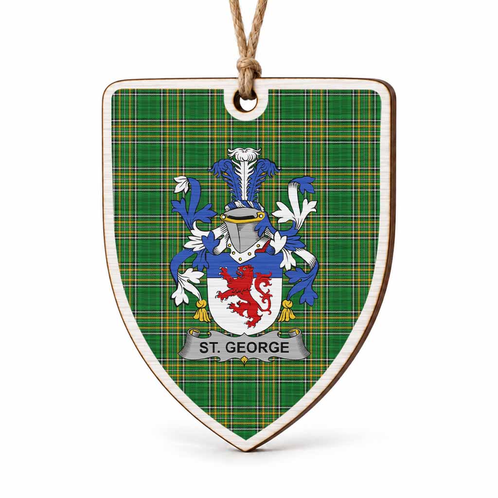 St.John Coat of Arms Shield Wood Ornament , Irish Heritage Hanging Plaque for Christmas Tree