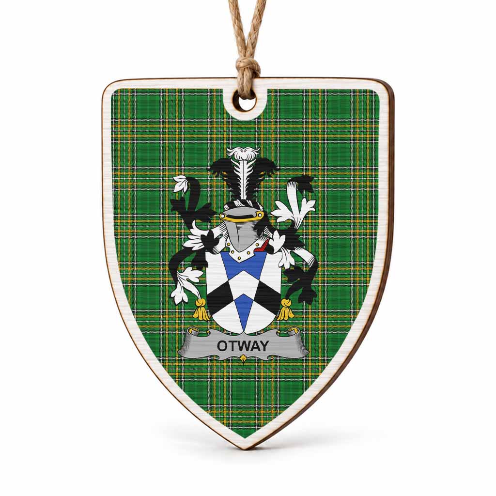 Otway Coat of Arms Shield Wood Ornament , Irish Heritage Hanging Plaque for Christmas Tree