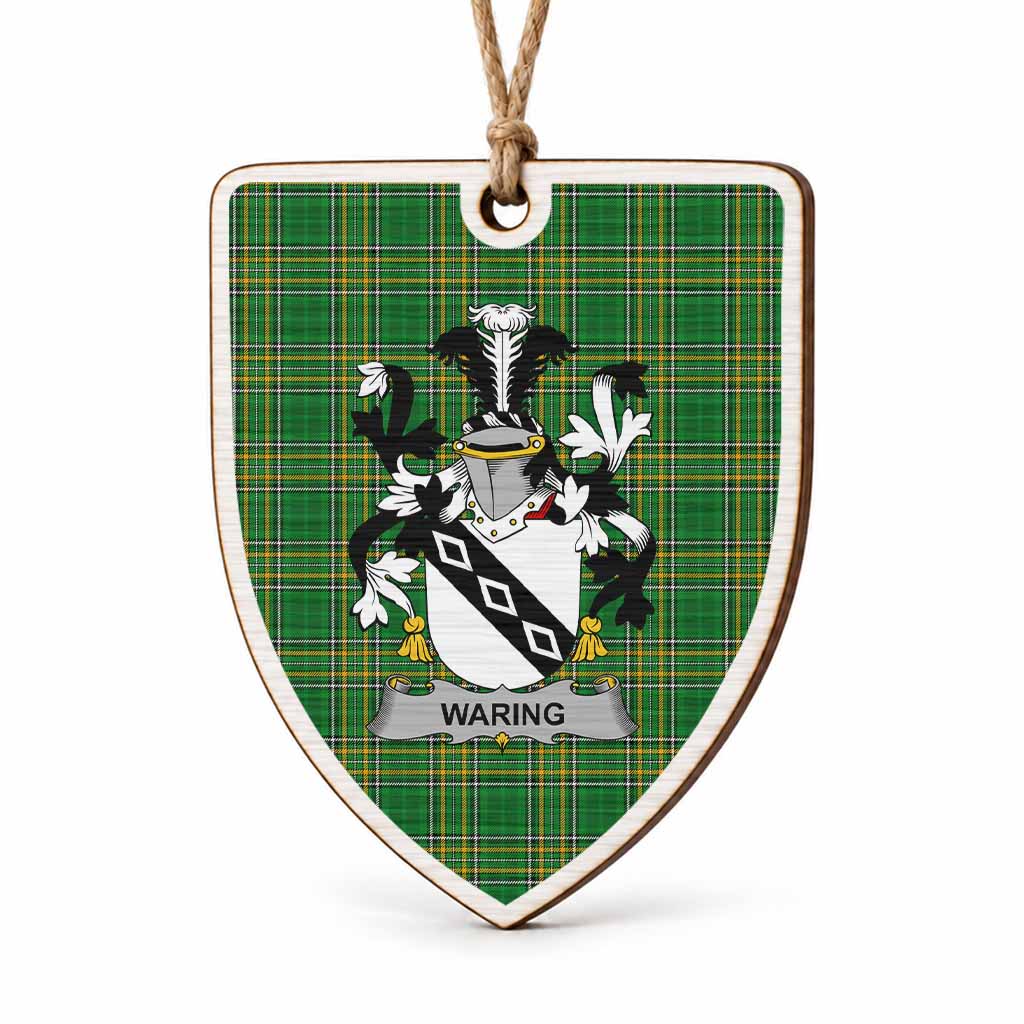Waring Coat of Arms Shield Wood Ornament , Irish Heritage Hanging Plaque for Christmas Tree