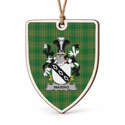 Waring Coat of Arms Shield Wood Ornament , Irish Heritage Hanging Plaque for Christmas Tree