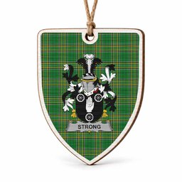 Strong Coat of Arms Shield Wood Ornament , Irish Heritage Hanging Plaque for Christmas Tree