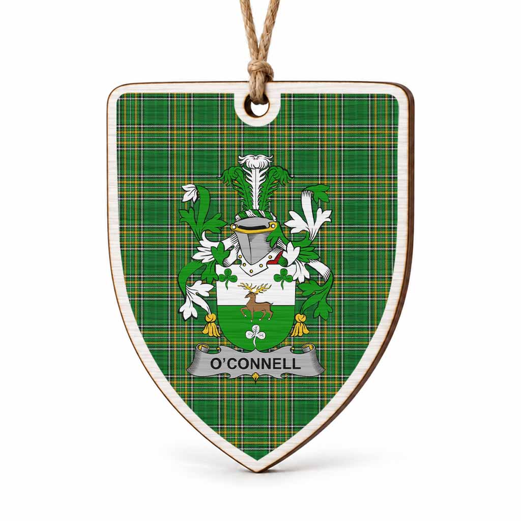 O'Connell Coat of Arms Shield Wood Ornament , Irish Heritage Hanging Plaque for Christmas Tree